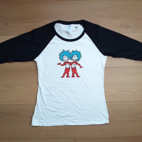 Thing 1 and Thing 2 - Dr. Suess Twins - New Women's Medium Baseball Tee T-Shirt - Picture 1 of 5
